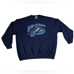 Men’s Vintage Sweatshirt Largemouth Bass Crewneck Lake Stream Size 2XL
